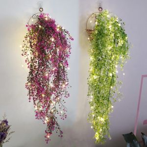 Giỏ Hoa Treo Tường Hoa Giả Decor Cỏ Mây Trang Trí Tường Nhà Sân Vườn Ban Công DC-30