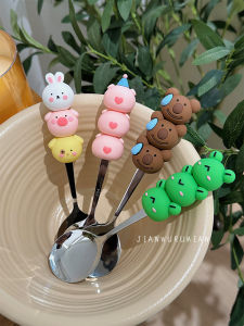 ช้อนอาหารแบบยูนิคอร์ปีนยางสแตนเลสแบบมีด้ามจับที่สร้างสรรค์สำหรับใช้ในบ้าน สไตล์การ์ตูน INS ช้อนสำหรับกินข้าว ช้อนสำหรับตักอาหาร