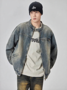 ALLIN | Vintage Washed and Distressed Premium Loose Fit Denim Jacket Spring/Fall Suitable