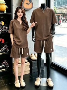 OUMULONG | V-neck Breathable Linen Set for Men