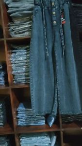SAGITA FASHION - CELANA KULOT LIPAT PINGGANG KARET - PINGGANG TALI DAN VARIASI KANCING - BAHAN JEANS PREMIUM 8oz - PINGGANG FULL KARET 2024