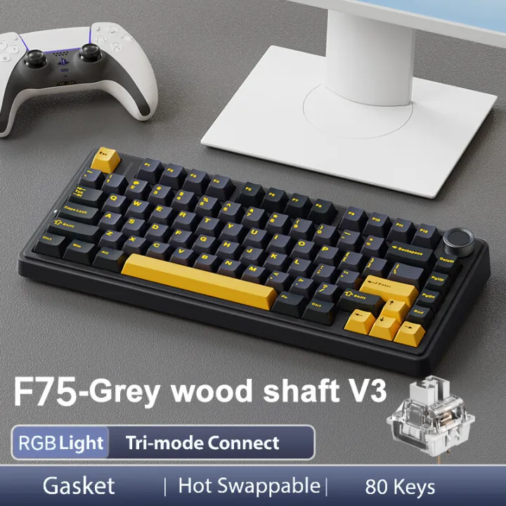 Aula F75 Bàn Phím Cơ 80 Phím 2.4G/Bluetooth/có dây tri-chế độ Hotswap đèn nền RGB 3/5pin chuyển đổi bàn phím cơ (F75max)