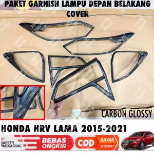 Paket Garnish Lampu Depan Belakang Honda HRV HR-V 2015 2017 2018 Carbon Glossy