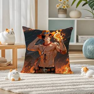 Bandai | One Piece Red Hair Shanks Anime Plush Pillow Cover Soft Short Plush Cushion Cover For Sofa Bedroom Home Decor Gift Decoration