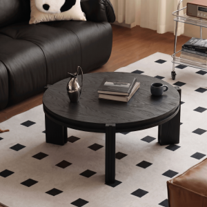 OYIla | Vintage Retro Round Black Teak Table