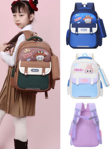 Lightweight Multi-layer Cartoon Labubu School Bag for Primary 1-3 Boys And Girls Childrens Backpack with Zipper And Padded Back