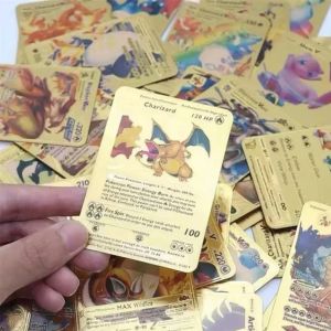 Takara Tomy | 55Pcs hotsale PK Gold/Silver/Black Foil Cards Golden Letters English / Spanish Game Card Metalicas Charizard Vmax Gx Series Gift