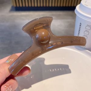 Retro Elegant Jelly Coffee Large Claw Clip Shark Fin Hair Accessory Fashionable Hair Grips Stylish Hair Decorations for Women