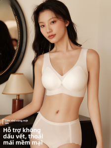 MiiOW | Áo ngực không dây thoải mái Catman không để lại dấu vết kiểu áo vest mỏng nửa cố định vai rộng đồ lót mùa hè cho nữ