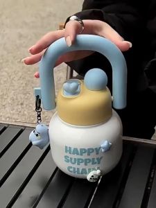 Snager Botol Air Minum 2 Sisi Anak Metalik Bulat Panda Tritan Linlin Aesthetic BT06 800ml