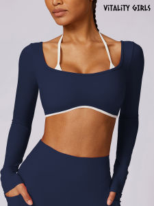 เสื้อโยคะแขนยาวสำหรับผู้หญิง Vitality Girls ทรงสลิมฟิต ระบายอากาศได้ดี แห้งเร็ว ดูดซับเหงื่อ สายโซ่แบบสวมคอ ชุดโยคะสำหรับผู้หญิง
