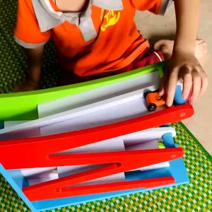 Đồ chơi xe đua cầu trượt đôi 4 tầng gỗ size to tiêu chuẩn đồ chơi xe cầu trượt đôi zíc zắc đồ chơi vận động cho bé