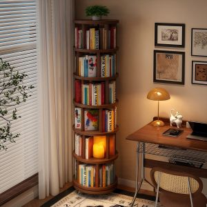 KAIPAQI | 360 Degree Rotatable Narrow Mobile Bookshelf Shelving Unit