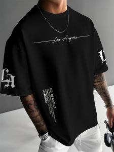 The 2025 summer new mens T-shirt is a casual and fashionable outdoor simple mens top with letter prints