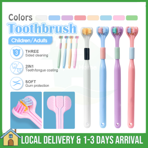 Three-Sided Toothbrush Adult Kids Soft Hair Teeth Brush Tongue Scraper Deep Cleaning Berus Gigi Tooth Bursh 牙刷