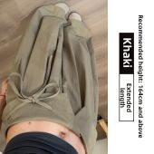LANMENGYA | Kaki Color Cooling Comfortable Trousers High Waist Leg-slimming Pants