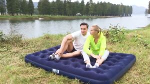 Kasur Angin Single [186cm x75cm] / Kasur Tidur Angin / Paket Kasur Angin Matras Angin Mobil Tempat Tidur Mobil Travelling Kasur Tiup Air Kasur Camping Lipat Portable / Kasur Angin Single Biru + pompa listrik + Lem / Kasur Angin Portable