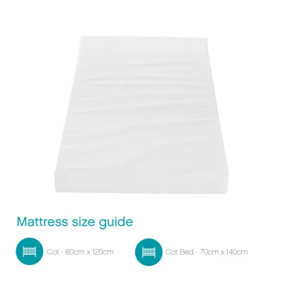Tutti Bambini Foam Cot Mattress 60x120cm Comfort and Support Hypo Allergenic Breathable Water Repellent