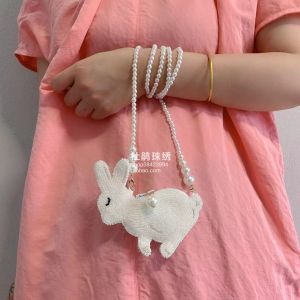 Cute Mini Rabbit Pearl Handbag Handmade Beaded Bracelet New Arrival Spring Summer Fashion Ladies Crossbody Bag Youth Style
