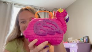 Original Polly Pocket Super Fun Flamingo Party Large Compact Playset with Micro Dolls Gifts for Girls