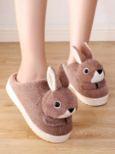 รองเท้าแตะผ้าฝ้ายหนาสำหรับเด็กผู้หญิงในฤดูหนาว รองเท้าแตะผ้าฝ้ายลายการ์ตูนน่ารักสำหรับนักเรียน รองเท้าแตะพื้นยางสำหรับใส่ในบ้าน