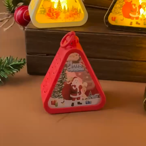 Christmas Vintage Hanging Lantern LED Flame Light with Santa for Home Decor Xmas Tree Ornament Gift