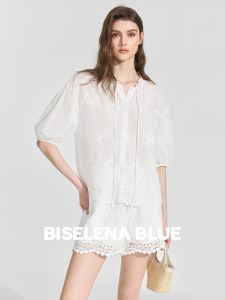 BEIQIANI | Cotton Embroidered Hollow Out Wood Ear Tie Woman Suit