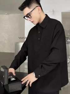 Áo Thun Polo Nam Dáng Rộng Dài Tay Mùa Xuân Thu Thường Ngày Đa Năng Cỡ Lớn 300 Pound Cổ Polo Tay Dài Cài Nút Thoáng Khí