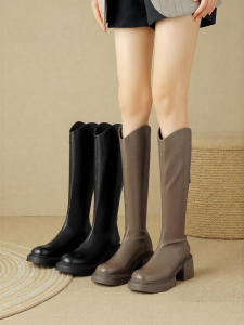 Josiny | Retro Thick Sole Chunky Heel Womens Tall Boots