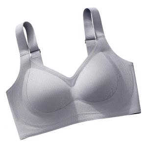 miiow | Authentic Catwoman Flagship Store Womens Underwear Gathered Side Breast Reduction Anti-Sagging Seamless Lift Bra Nylon Fabric