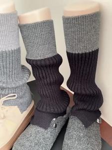 Contrast Color Cashmere Long Tube Socks