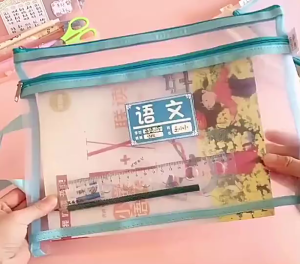 Double Layer Nylon Document Bag File Folder Zipper Bags School Office Storage 文件袋