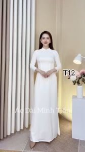 Áo Dài Lụa Tây Thi Trắng Trơn 2 Tà (1 tà trước và 1 tà sau) Hàng May Thủ Công Tỉ Mỉ - T12 Màu Trắng