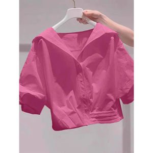 Design Fashionable Small Niche Turn-Down Collar Puff Sleeve Shirt
