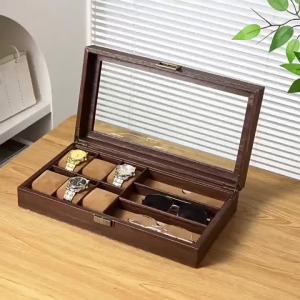 wooden watch storage and display box made of black walnut wood multi-functional case for collecting watches jewelry