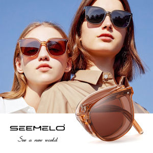 SEEMELO Folding Sunglasses Polarized Lens Sunglasses Sun Glasses Outdoor Travel Sunscreen Sunglasses Women UV400 Trendy Sunglasses For Women Polarized Round Chic Retro Sunglasses