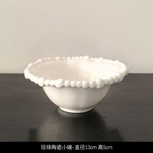 Livetai French Pearl-Edge Ceramic Tableware Set Versatile Bowl & Plate for Home Dining Stylish Steak Dinner Plates