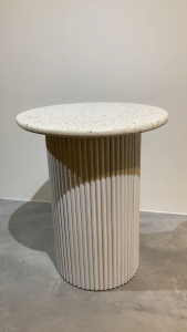 Top Range Furniture Solid Acacia Wood Terrazzo Top Whitewash Colour Bedside Table Side Table Display Table Lamp Table