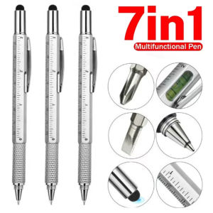 7 in 1 Multifunction Ballpoint Pen With Modern Handheld Tool With Screwdriver Ruler Levelgauge Refillable Ballpoint Pencil Tools