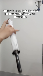 (ELLA SHOP) 30 inches Straight Handle Plain White with ID Holder Golf Umbrella High Quality
