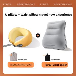 ETRAVEL | Pressure Operable Portable Lumbar Support U-shaped Pillow Travel Waist Cushion