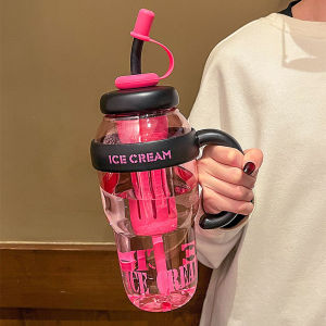 Summer Attractive Huge Capacity Cute Straw Cup Plastic Water Bottle