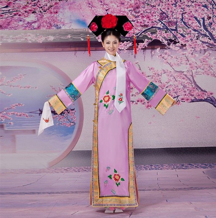 Qing Dynasty Plaid Costume Ancient Costume Court Clothing Autumn Manchu