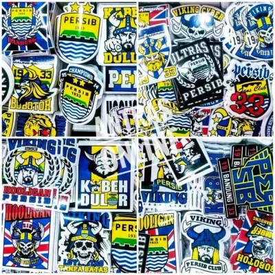 Stiker persib paket isi 50pcs - sticker viking bandung variasi motor helm laptop mobil