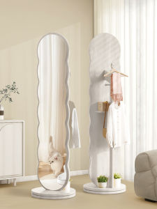 Rotatable Full-length Dressing Mirror with Hanging Rack
