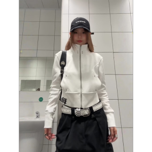 American Style Spicy Girl Cross Print Stand Collar Jacket Womens Short Sleeve Long Sleeve Thin Autumn Open Cardigan Sweatshirt