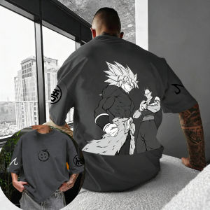 Bandai | Dragon Ball Z Goku Super Saiyan 3 Manga Style T-Shirt for Men 100% Cotton Summer Casual Streetwear Black and White Print