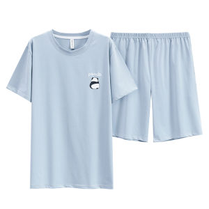 MiiOW | Mens Summer Sleepwear Loose Fit Short Sleeve Thin Cotton Home Clothes Set MiiOW Pure Color Comfortable Breathable Pijama Set