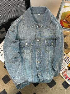 Kim Cương Giả Hạng Nặng Denim Áo Khoác Mùa Xuân Nam Mùa Thu Mỹ Thời Trang Thương Hiệu Rộng Rãi Cặp Đôi Áo Khoác Tay Áo Dài Phổ Biến Trẻ Trung