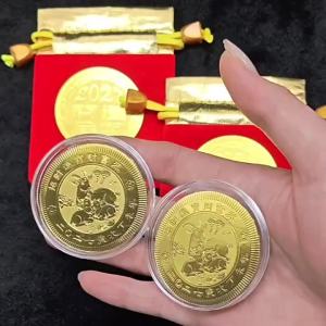 2027 Year Of The Sheep Imitation Gold Foil Lucky Fortune Souvenir Coin Chinese New Year Festival Holiday Gift Collectible Decor
